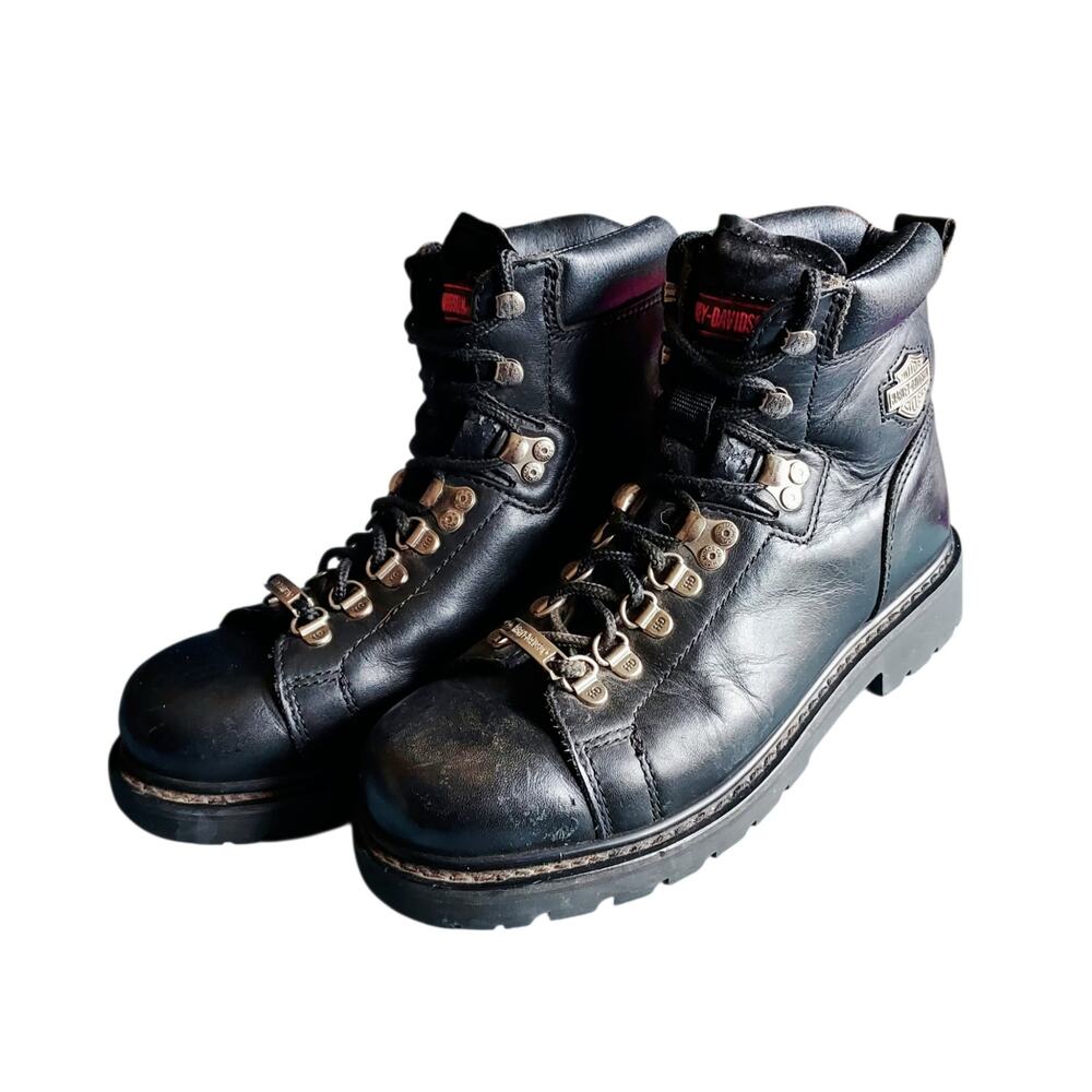 Harley-Davidson Dipstick Motorcycle Moto Biker Boot Black Steel Toe Women's Sz 9 - Picture 2 of 9